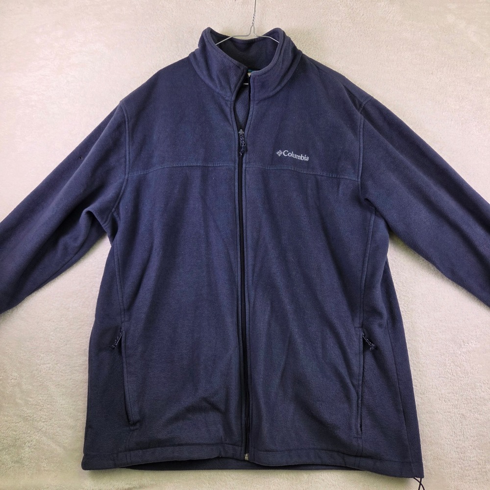 Columbia Mens 2XT Navy Blue Full Zip Fleece Jacket Mock Neck Outdoor Big Tall
